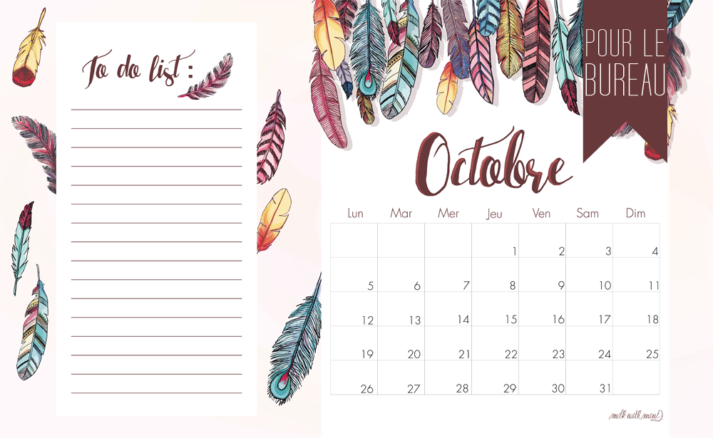 Calendrier OCTOBRE-printsit